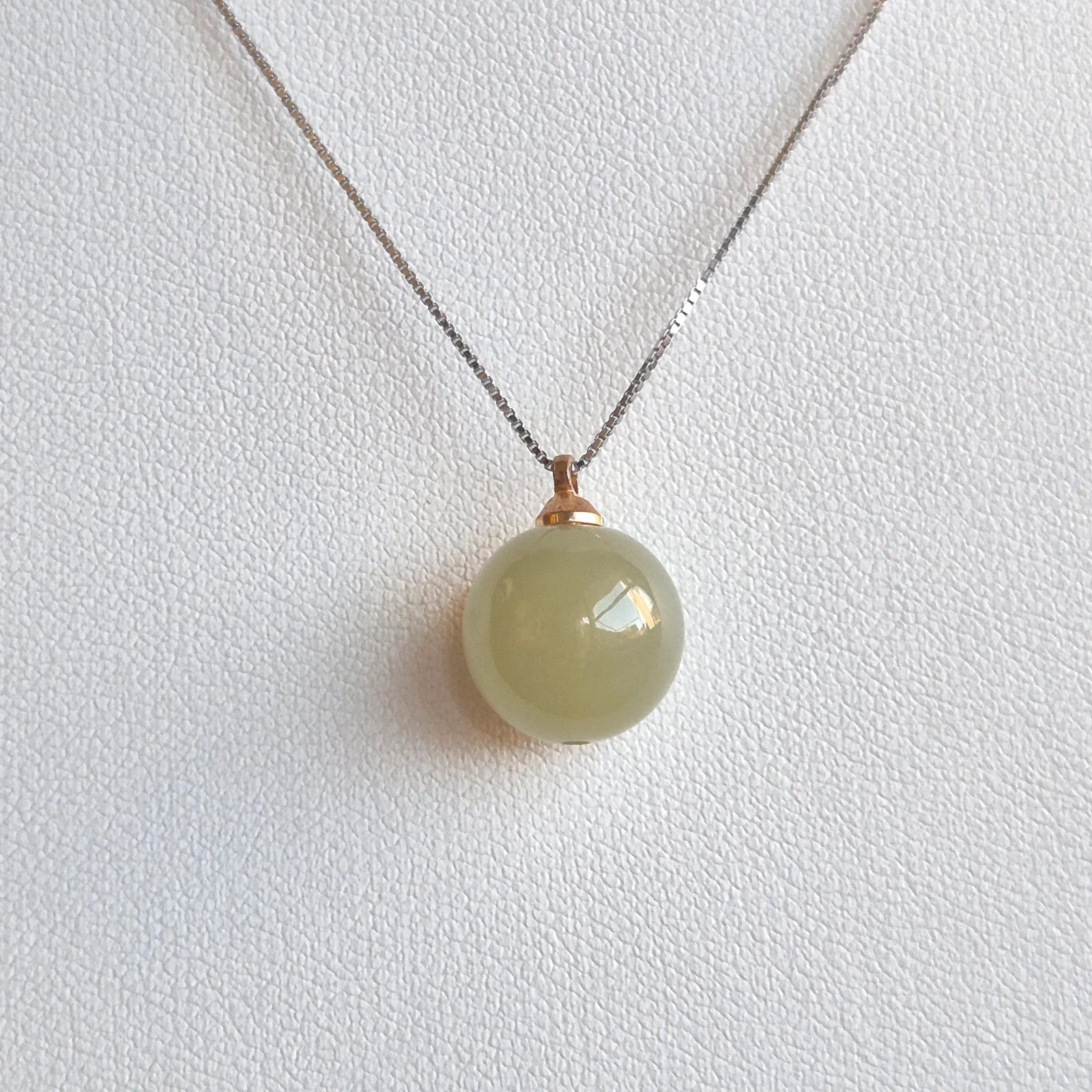 #Natural untreated Nephrite jade pendant with S925 silver necklace